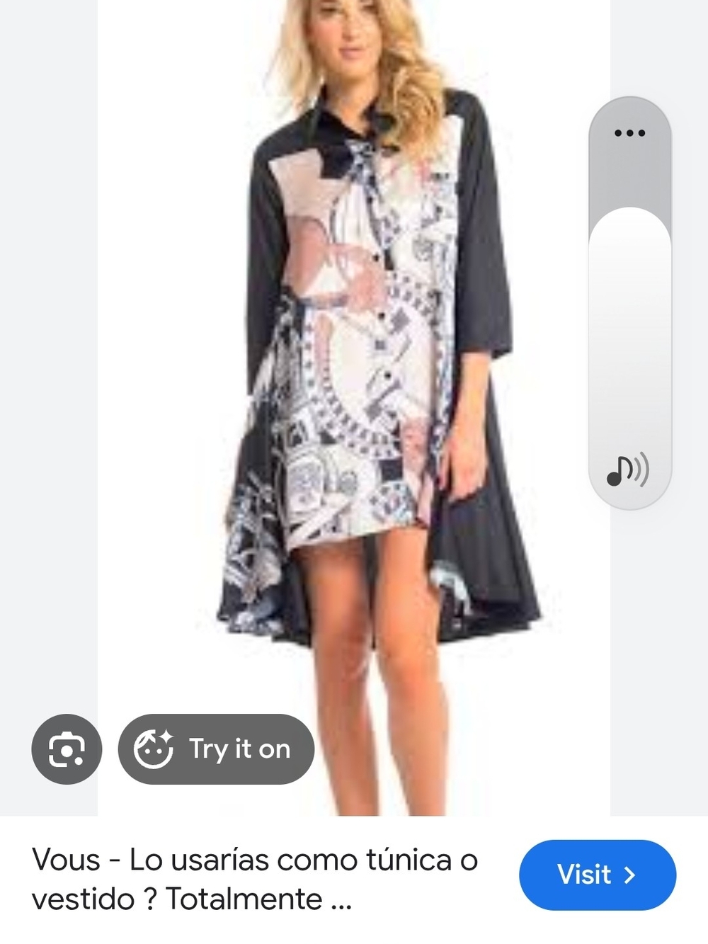 Gracia Black Tunic Dress with Blush & Cream Print